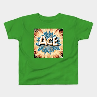 Heavenly Ace - 'Ace' Uppercase Text in Religious Design T-Shirt with Exploding Heavenly Background Kids T-Shirt